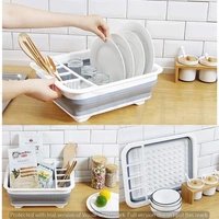 SILICON FOLDABLE DISH RACK COLLAPSIBLE FOLDING SILICONE DISH DRYING DRAINER RACK WITH SPOON FORK KNIFE STORAGE HOLDER (BROWN BOX) (1253)
