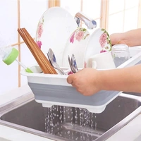 SILICON FOLDABLE DISH RACK COLLAPSIBLE FOLDING SILICONE DISH DRYING DRAINER RACK WITH SPOON FORK KNIFE STORAGE HOLDER (BROWN BOX) (1253)
