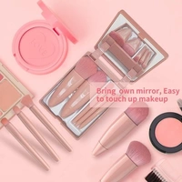 MAKEUP BRUSH SET WITH MIRROR,  Elegant Makeup Brush Set with Mirror – Perfect for On-the-Go Beauty (1348)