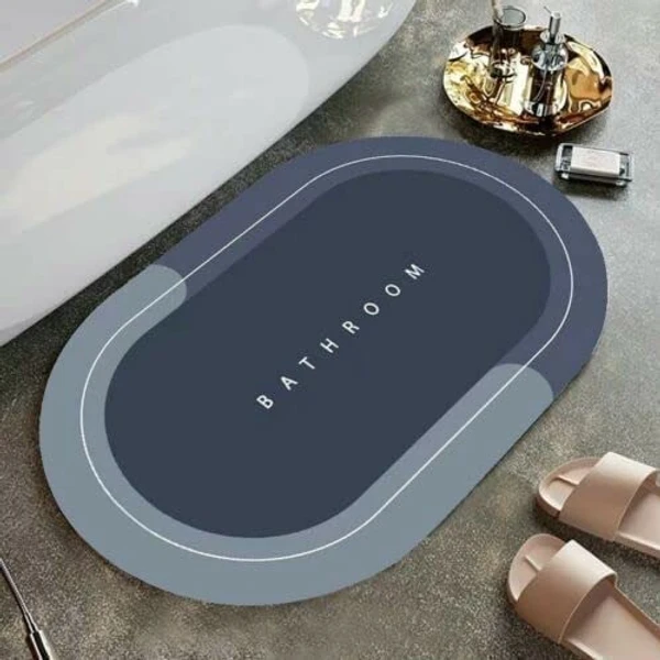 WATER ABSORB MAT OVAL Water Absorbing Mat For Bathroom Quick Dry Rubber Backed Anti-Slip/Non Slip Rectangular Shape Floor Mat For Home, Kitchen (40 X 60 Cm)