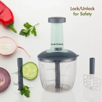 1100ML PUSH CHOPPER, 1100ML Push Chopper - Manual Vegetable Cutter with Stainless Steel Blades(1115)