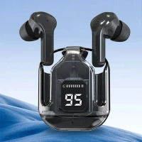 ULTRA FREEPODS Transparent Digital Display True Wireless 5.0 Bluetooth ANC TWS in Ear Power LED Display, Active Noise Reduction, Touch-Control Earbuds with Charging Bin (1350)