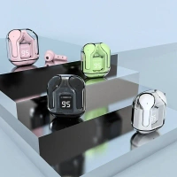 ULTRA FREEPODS Transparent Digital Display True Wireless 5.0 Bluetooth ANC TWS in Ear Power LED Display, Active Noise Reduction, Touch-Control Earbuds with Charging Bin (1350)