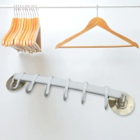 6IN1 TOWEL HANGER, 6 in 1 Self Adhesive Towel Hanger with 6 Hooks | Wall Mounted Multi-Purpose Bathroom & Kitchen Organizer (1412)