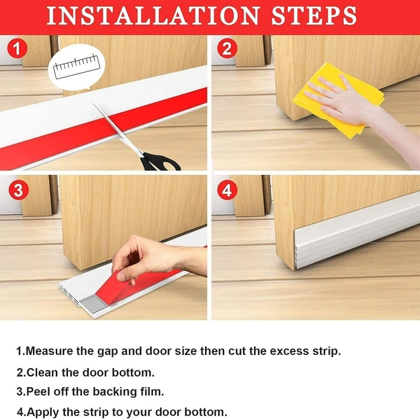 SILICON DOOR STRIP W, 1 Meter White Silicone Door Sealing Strip – Self-Adhesive, Waterproof Weather-Strip for Gaps, Insect & Dust Protection (Pack of 1)(2489)