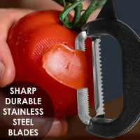 2IN1 VEG. PEELER, 2-in-1 Julienne & Vegetable Peeler | Dual Blade Stainless Steel Kitchen Tool(2486)