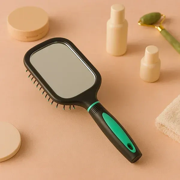 HAIR COMB WITH MIRROR, Hair Comb with Mirror – 2-in-1 Portable Grooming Tool(2440)