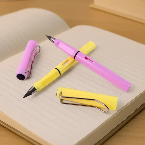 MAGIC PENCIL 2PCS, 2In1 Everlasting Pencil Replaceable Head With Eraser, Inkless Pencils Eternal, Infinite Pencil, Portable Everlasting Pencil Reusable Erasable, Magic Pencils for Kids Painting Stationary(991)