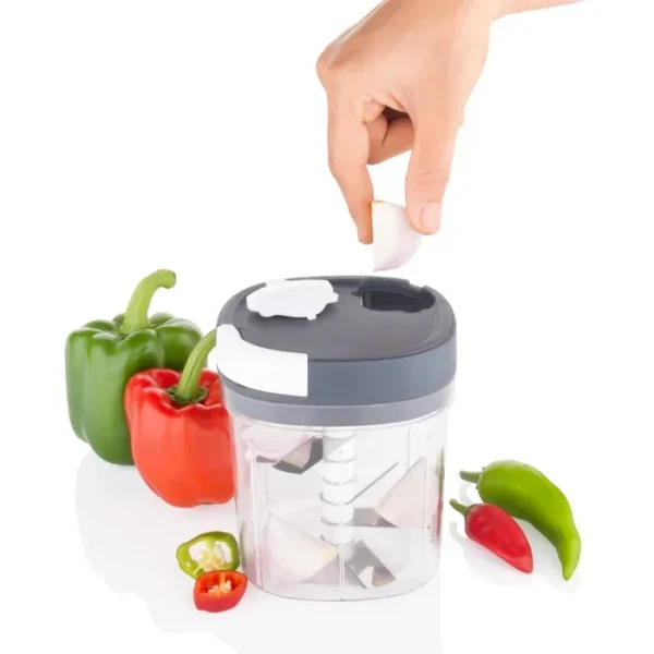 2IN1 HANDY CHOPPER 1L 2 in 1 Handy Chopper and Slicer Used Widely for chopping and Slicing of Fruits, Vegetables, Cheese Etc. Including All Kitchen Purposes