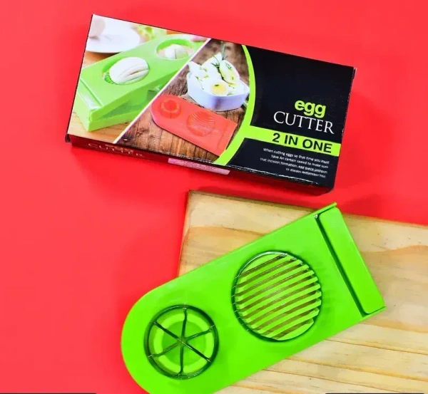 2IN1 EGG CUTTER, 2-in-1 Boiled Egg Cutter – Double Cut Slicer with Stainless Steel Wires for Quick & Easy Egg Slicing(128)