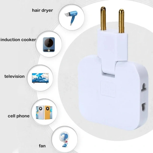 ADJUS. SOCKET CONVETER - "3 in 1 Adaptor 180 Degree Rotation Wall Plug Adjustable for Mobile Phone Charging Converter Socket Extension Plug" (2006) - Black