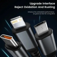 100W 3IN1 FAST CABLE, 3-in-1 100W Fast Charging Cable 1.2M – Type-C, Micro-USB & Lightning Connectors for Smartphones, Tablets & Laptops(1659)