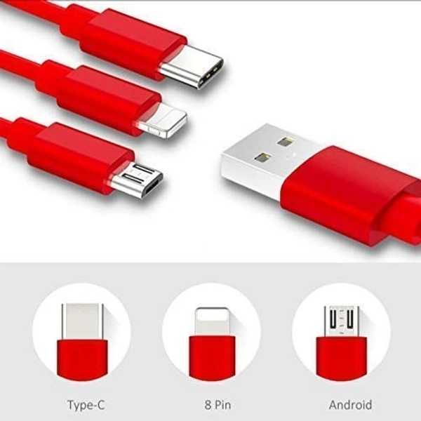 3IN1 USB CHARGING CABLE, 3-in-1 Fast Retractable Charging Data Cable with Carry Pouch | Multi-Port USB Cable Compatible with iOS, Android & Type-C Devices(1501)
