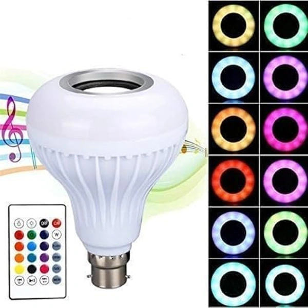 MUSIC LED BULB, 12W RGB LED Smart Music Bulb with Bluetooth Speaker – Color Changing Disco Party Light | Remote Control WiFi LED Bulb | Wireless Music Speaker Light for Home & Parties (B22 Base)(268)