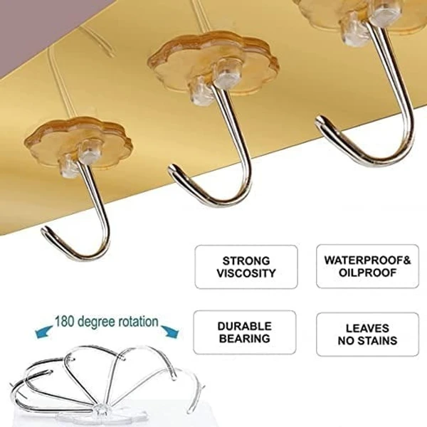 6IN1 MAGIC HOOK STICKER HEAVY QUALITY Self Adhesive Wall Hook/Hanger 6 Steel Hooks with PVC Strip (Clear) for Home, Kitchen, Bedroom, Bathroom, Keys Holder, Towel, Bag - No Drilling Required (Pack of 1)