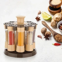 8PCS SPICE JAR SET ROTED, 360 Revolving Spice Rack for Kitchen and Dining Table, 8 Spice jars (2329)     