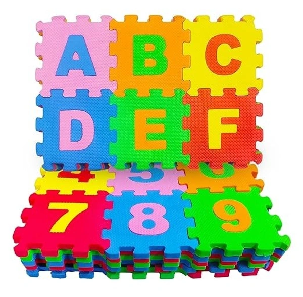 EVA MATE, 36 Pcs Big Size Eva Puzzle Foam Mat for Kids, Interlocking Learning Alphabet and Number Mat for Kids - Multicolor (2316) 