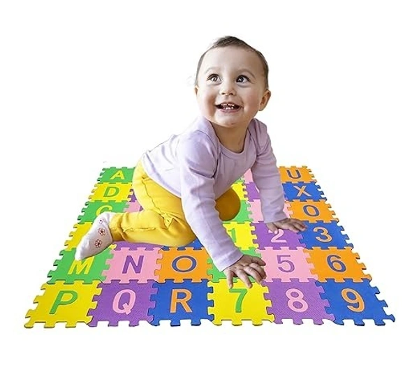 EVA MATE, 36 Pcs Big Size Eva Puzzle Foam Mat for Kids, Interlocking Learning Alphabet and Number Mat for Kids - Multicolor (2316) 