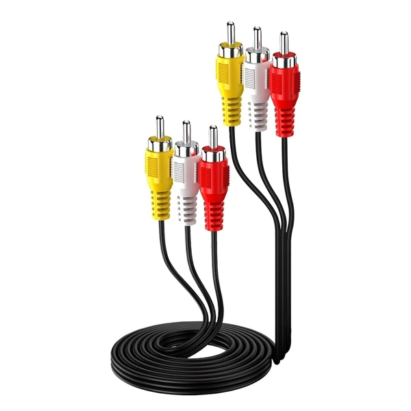 3RC CABLE, 3 RCA Male to 3 RCA Male Cable (1.5M) | Gold-Plated Composite AV Cable for Stereo Audio & Video | 3RCA to 3RCA Plug for TV, DVD, VCD, Home Theatre, Amplifier & Projector(2731)