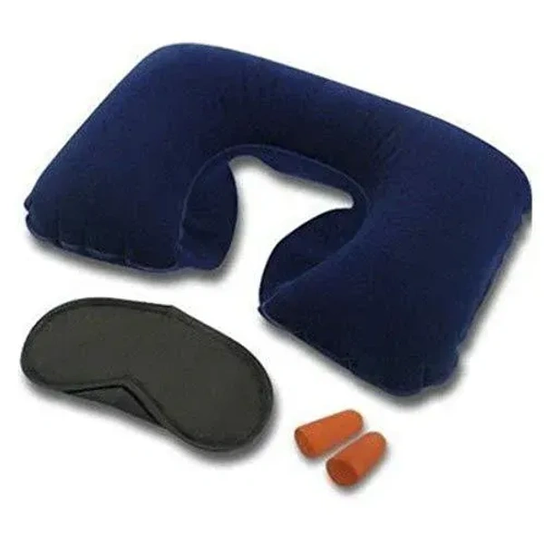 TRAVELL PILLOW COMBO 3IN1, 3in1 Air Travel Kit with Pillow, Ear Buds & Eye Mask  (511)