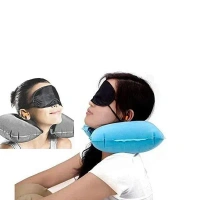 TRAVELL PILLOW COMBO 3IN1, 3in1 Air Travel Kit with Pillow, Ear Buds & Eye Mask  (511)