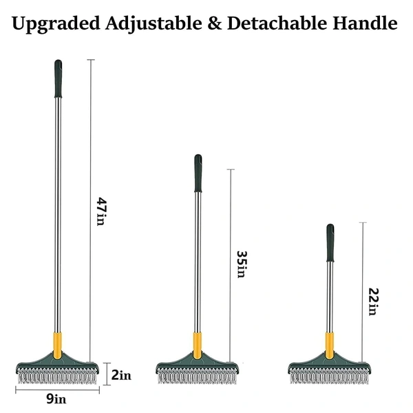 3 IN1 BATHROOM BRUSH WIPER, 3 in 1 Bathroom Cleaning Brush with Wiper | 120° Rotating Floor Scrub Brush with Long Handle for Tiles, Walls & Bathtub(1202)