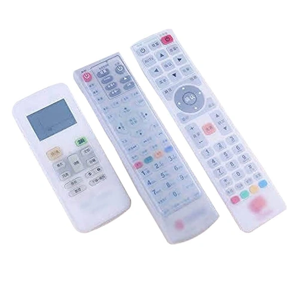 SILICON REMOTE COVER, 3 Pcs Stretchable Silicone Remote Cover Set | Transparent Dustproof & Waterproof Protective Case for TV, AC & Setup Box Remotes(2051)