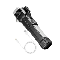 3W LED TORCH RECH., 2-in-1 Car Emergency Tool | Window Glass & Seat Belt Cutter with Rechargeable LED Flashlight(2529)