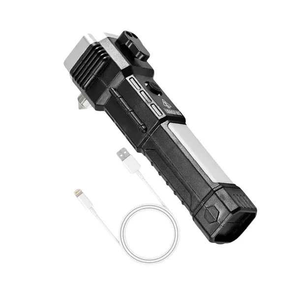 3W LED TORCH RECH., 2-in-1 Car Emergency Tool | Window Glass & Seat Belt Cutter with Rechargeable LED Flashlight(2529)