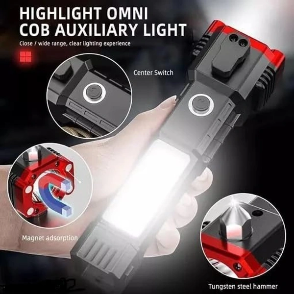 3W LED TORCH RECH., 2-in-1 Car Emergency Tool | Window Glass & Seat Belt Cutter with Rechargeable LED Flashlight(2529)