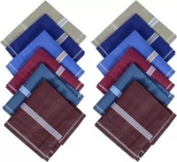12PCS COLOUR HANKY, Men's King Size Formal Handkerchiefs for Office Use - Pack of 12 (2072)