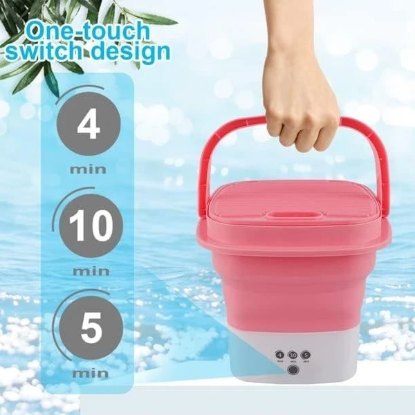 FOLDABLE WASHING MACHINE Mini-Washing-Machine-Lightweight-travel-Small-Clothes-washer-for-apartments-Foldable-washing-machine-Perfect-for-Camping - Pink