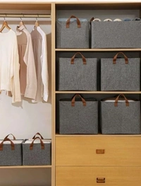 26L STORAGE ORGANIZER 2PCS Collapsible Fabric Storage Cubes Organizer with Handles Foldable Storage Baskets for Organizing Toys, Books, Shelves, Closet, Large Storage Box with Handles(2082) - Pack of 2