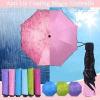 MAGIC UMBRELLA Fancy Magic Umbrella Changing Secret Blossoms Occur Stylish Windproof Double Layer with Water Magic Print  3 fold (1677)