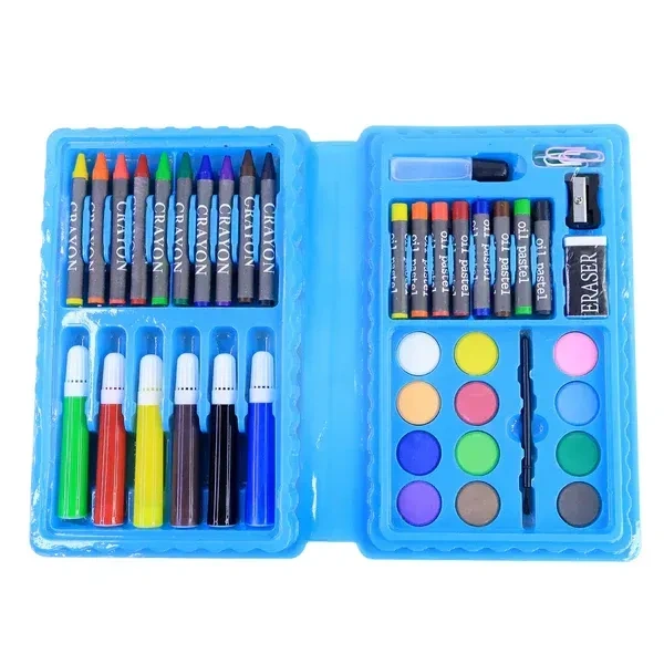 42PCS COLOR BOX, 42-Piece Complete Kids Art & Craft Stationery Set – Multi-Color Sketch Pens, Oil Pastels, Crayons, Watercolors, and Tools in Reusable Organizer Case(1844)