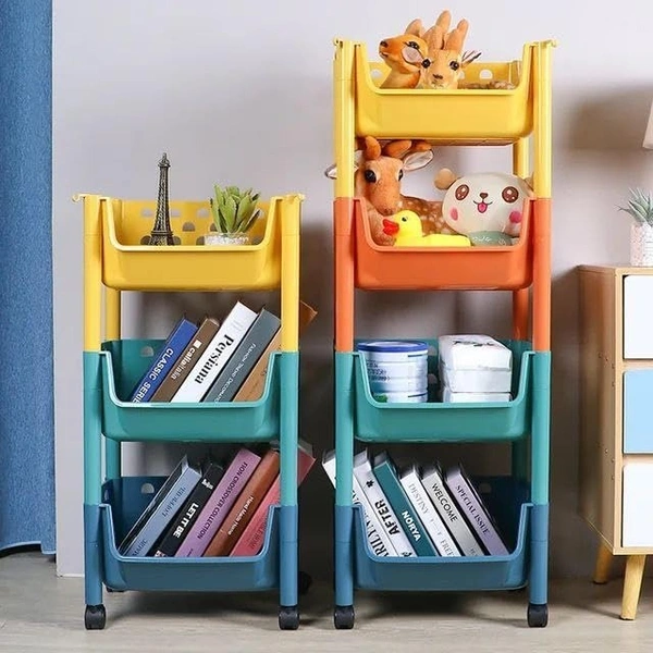 4TIRE TROLLY PLASTIC, Multi Purpose Kitchen Storage Organiser with Wheels, Dish Rack for Kitchen,Living Room, Bed Room, Bath Room, Office, Shops, Kitchen Trolley 4 Layer (891) - 40 * 12 * 15 Inch