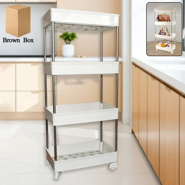 4LAYER KITCHEN RACK, 4 Layer Kitchen Rack For Holding And Placing Types Of Things  (2346)  - White