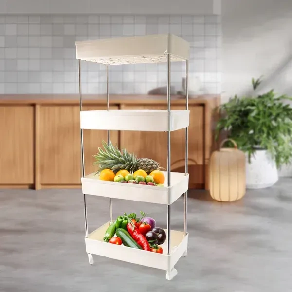 4LAYER KITCHEN RACK, 4 Layer Kitchen Rack For Holding And Placing Types Of Things  (2346)  - White