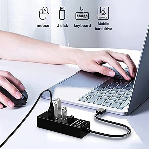 3.0 USB HUB, 4-Port USB Hub SuperSpeed 3.0 | High-Speed Slim Multiport Adapter with 1 Ft Cable & LED Indicator | Compatible with Pen Drive, Mouse, Keyboard, Mobile & Tablet(2482)