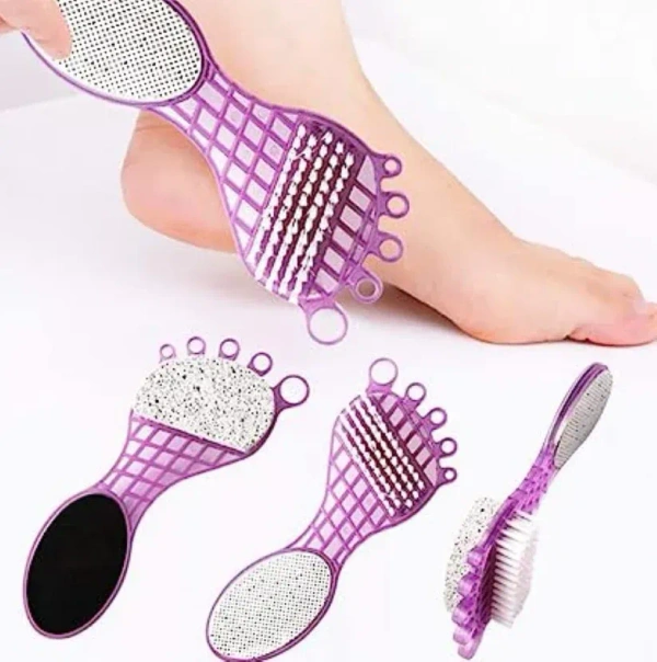 4IN1 PEDICURE TOOL, 4 in 1 Pedicure Tool for Rough & Dry Feet Dual-Sided with Pumice Stone Soft Brush(2108)
