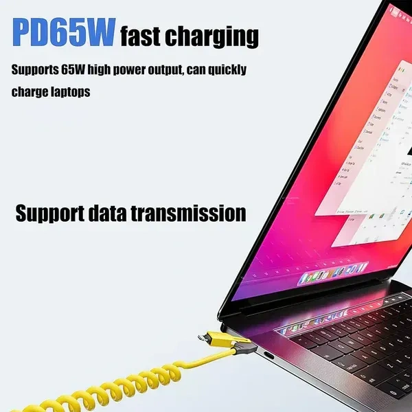 4IN1 SPRING CABLE, 4-in-1 Spring Fast Charging Cable 65W – USB-C Multi Charging Cable for Multiple Devices, Extended Durable Data & Power Cord(2688)