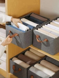 26L STORAGE ORGANIZER 2PCS Collapsible Fabric Storage Cubes Organizer with Handles Foldable Storage Baskets for Organizing Toys, Books, Shelves, Closet, Large Storage Box with Handles(2082) - Pack of 2