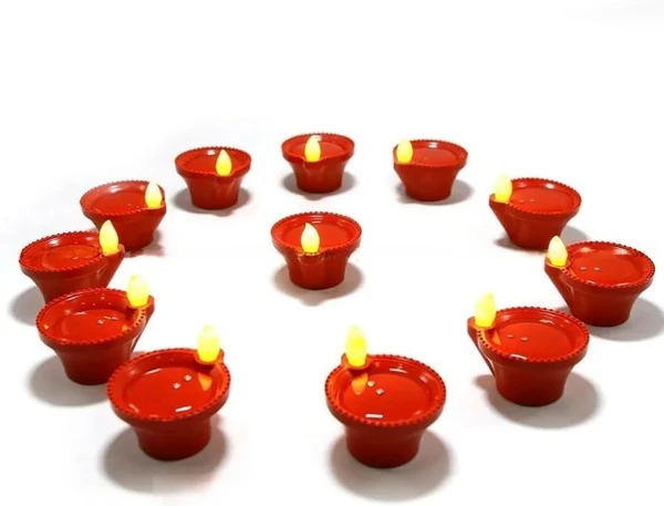 12PCS JYOT WATER SENSOR DIYA Perpetual Water Sensor Diya for Home Decoration - 6 Pcs Electric Flameless & Smokeless LED Diya Lights, Candle for Home Decor, Diwali Festivals Decoration,Christmas,New Year, Festive(A)