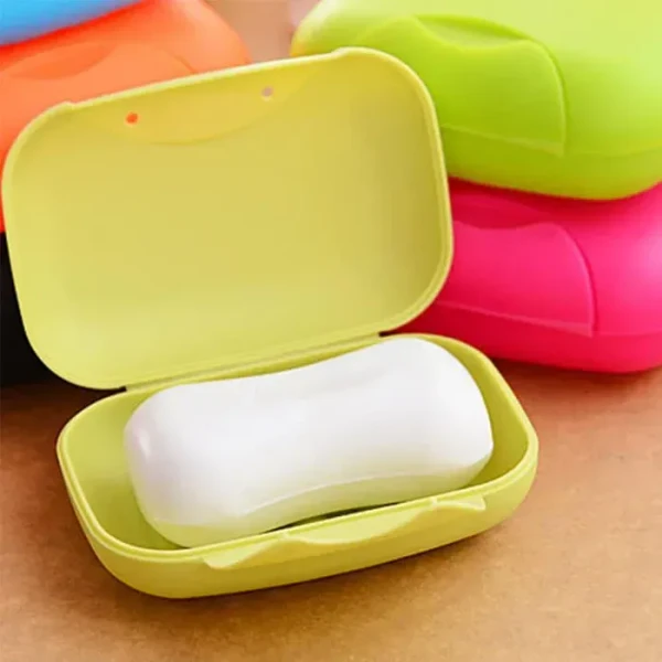 TRAVEL SOAP BOX PLASTIC SOAP BOX WITH COVER WATERPROOF LEAKPROOF SOAP DISH FOR BATHROOM & TRAVEL USE (1PC)