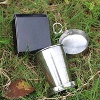 STEEL POCKET CUP Portable Folding Stainless Steel Travel Camping Water Mug Cup Glass / / Collapsible Shot Glass / / Expandable Shot Glass (1804)