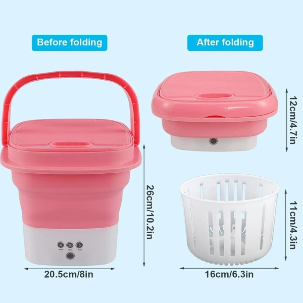 FOLDABLE WASHING MACHINE Mini-Washing-Machine-Lightweight-travel-Small-Clothes-washer-for-apartments-Foldable-washing-machine-Perfect-for-Camping - Pink