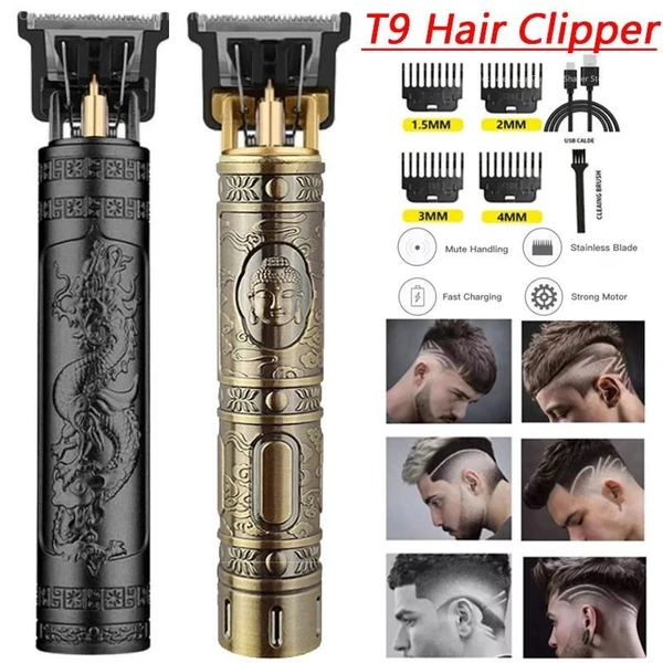 VINTAGE T9 TRIMMER T9 Electric Hair Trimmer Rechargeable Cordless Low Noise Hair Clipper Hair Cutting Tool for Children Adult - Flax