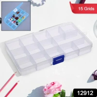 15 GRID JWELLLERY ORGNAIZER 15 Grids Jewelry Organizer Plastic Jewelry Organizer Box Clear Jewelry Organizer Box Plastic Bead Organizers With Adjustable Dividers For Herbs Pills Bead, Jewelry, And Other Small Item (1 Pc) (1558)