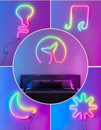 5M LED NEON RGB MAGIC, 5M LED Neon RGB Strip Light – USB Powered, Smart App + Remote Control, Music Sync, Multicolor Lighting(2600)