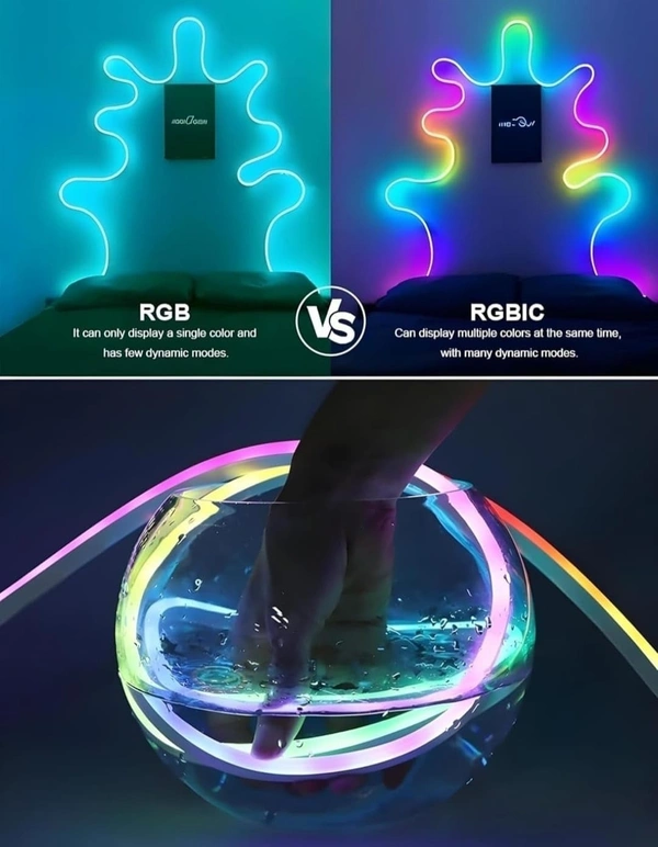 5M LED NEON RGB MAGIC, 5M LED Neon RGB Strip Light – USB Powered, Smart App + Remote Control, Music Sync, Multicolor Lighting(2600)